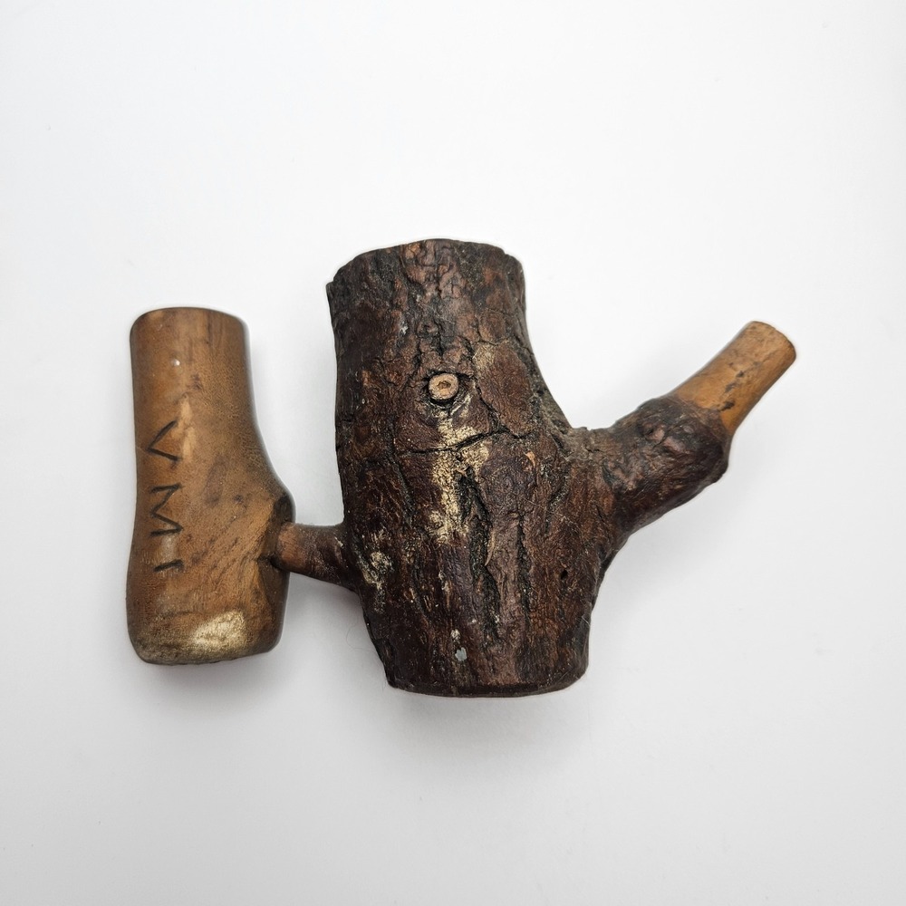 Antique Hand Carved Wooden Tobacco Pipe Rustic Folk Art Treen Primitive‎